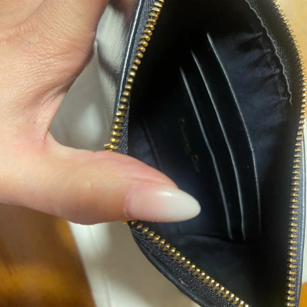Dior Black Leather Zip Pouch with Gold CD Logo